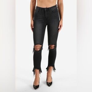 L'Agence High Line Skinny Jeans in "Night Destruction” Distressed Size 27 NWOT